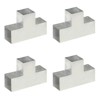 Berkfield Post Connectors 4 Pcs T Shape Galvanised Metal 101X101 mm - image 1