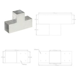 Berkfield Post Connectors 4 Pcs T Shape Galvanised Metal 101X101 mm - thumbnail 8