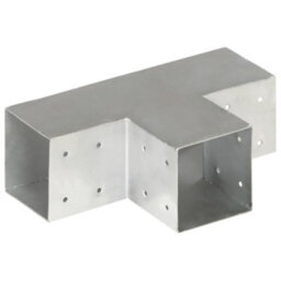 Berkfield Post Connectors 4 Pcs T Shape Galvanised Metal 101X101 mm - thumbnail 4