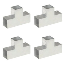 Berkfield Post Connectors 4 Pcs T Shape Galvanised Metal 101X101 mm - thumbnail 1