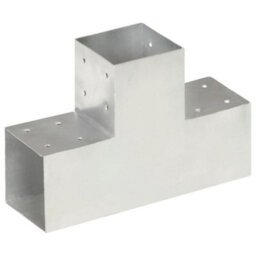 Berkfield Post Connectors 4 Pcs T Shape Galvanised Metal 101X101 mm - thumbnail 2