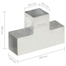 Berkfield Post Connectors 4 Pcs T Shape Galvanised Metal 101X101 mm - thumbnail 7