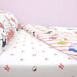 Hello Kitty Double Fitted Sheet Kids Polycotton White Bedding Bed Sheet - thumbnail 2
