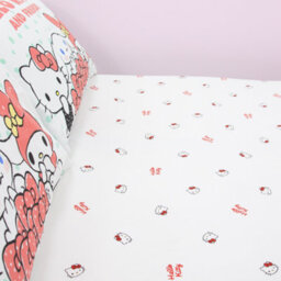 Hello Kitty Double Fitted Sheet Kids Polycotton White Bedding Bed Sheet - thumbnail 3