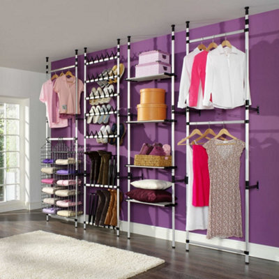 Walplus Telescopic Wardrobe System With Rods And Shelf Aluminium - image 1