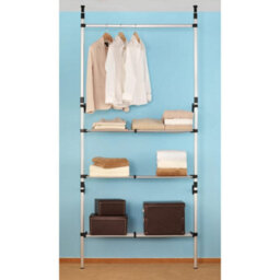 Walplus Telescopic Wardrobe System With Rods And Shelf Aluminium - thumbnail 4