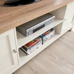 Home Source Avon 2 Door 36mm Thick Top Wide Tv Stand Shelf Unit Cream - thumbnail 4