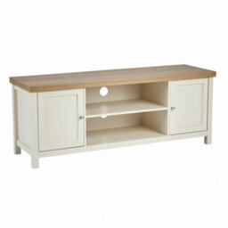 Home Source Avon 2 Door 36mm Thick Top Wide Tv Stand Shelf Unit Cream - thumbnail 6