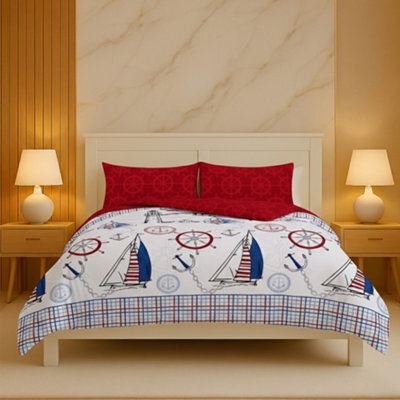 Pirate Duvet Cover Set Adventure Themed Bedding With Pillowcases Red - image 1
