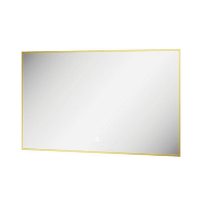 Plum&clay Rio Brushed Gold Framed Backlit Led Bathroom Mirror With Dual Light (W)100Cm (H)55Cm - image 1
