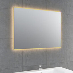 Plum&clay Rio Brushed Gold Framed Backlit Led Bathroom Mirror With Dual Light (W)100Cm (H)55Cm - thumbnail 2
