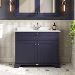 Hudson Reed Floor Standing 2-Door Traditional Vanity With 1 Tap Hole White Marble Top & Basin, Twilight Blue, 1020X470mm - thumbnail 2