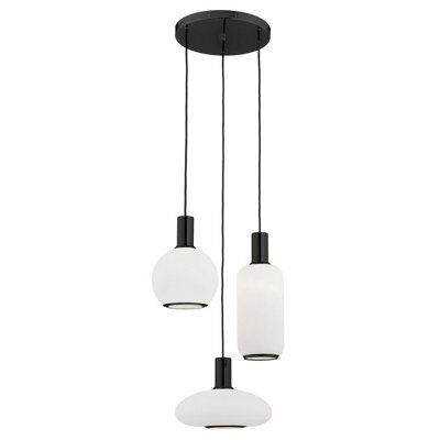 Luminosa Lighting Luminosa Sagunto Plus Cluster Pendant Ceiling 3 Light Opal Matt, Black Structure - image 1