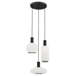 Luminosa Lighting Luminosa Sagunto Plus Cluster Pendant Ceiling 3 Light Opal Matt, Black Structure - thumbnail 1