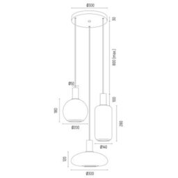Luminosa Lighting Luminosa Sagunto Plus Cluster Pendant Ceiling 3 Light Opal Matt, Black Structure - thumbnail 3