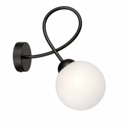 Luminosa Lighting Luminosa Lyra Globe Wall Lights Black White Glass Shade 1X E27 - thumbnail 1