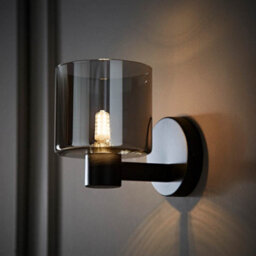 Valuelights Demi Pair Of Matte Black And Smoked Glass Wall Lights And Bulbs - thumbnail 5