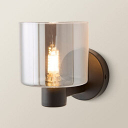 Valuelights Demi Pair Of Matte Black And Smoked Glass Wall Lights And Bulbs - thumbnail 6