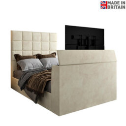 Luther Upholstered  Cream Tv Bed Frame - thumbnail 5