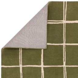 Olive Chequered Wool Modern Shaggy Handmade Rug For Living Room Bedroom & Dining Room-160Cm X 230Cm - thumbnail 2