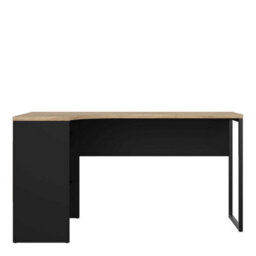 Wyld Haus Billabong L-Shaped Corner Desk - Black Matt And Natural Oak, 2 Drawers, 3 Shelves - thumbnail 3