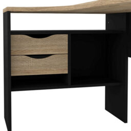 Wyld Haus Billabong L-Shaped Corner Desk - Black Matt And Natural Oak, 2 Drawers, 3 Shelves - thumbnail 7