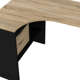 Wyld Haus Billabong L-Shaped Corner Desk - Black Matt And Natural Oak, 2 Drawers, 3 Shelves - thumbnail 6