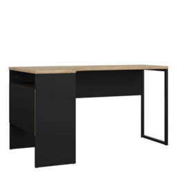Wyld Haus Billabong L-Shaped Corner Desk - Black Matt And Natural Oak, 2 Drawers, 3 Shelves - thumbnail 4