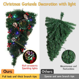 Darphe Christmas Simulation Door With Lights Christmas Gold Powder Feather Teardrop Shaped Wall Hanging Wreath Decoration - thumbnail 5