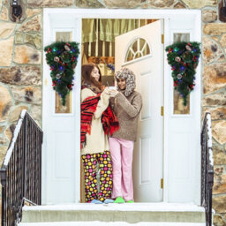 Darphe Christmas Simulation Door With Lights Christmas Gold Powder Feather Teardrop Shaped Wall Hanging Wreath Decoration - thumbnail 2