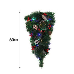 Darphe Christmas Simulation Door With Lights Christmas Gold Powder Feather Teardrop Shaped Wall Hanging Wreath Decoration - thumbnail 6