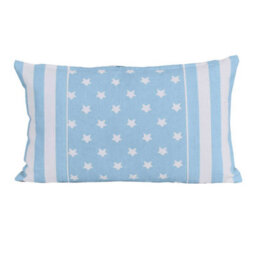 Homescapes Cotton Blue Stripe Border, Stars Rectangular Cushion Cover, 30 X 50 Cm