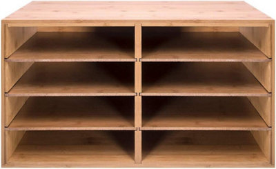 Hygrad Built to Survive Large Bamboo Desktop File Sorter A4 Document Desk Tidy Organiser 8 Compartments Filing Storage For Papers Stationery Magazines Fol - image 1