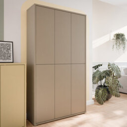 Furniture To Go Alice Springs Tall Shoe Cabinet With 6 Doors Push-To-Open In Taupe - thumbnail 1
