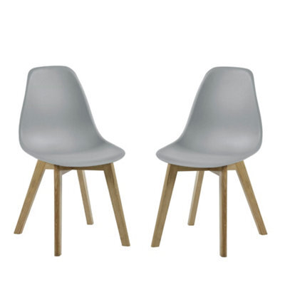 Oakham Alderley Premium Grey Plastic Dining Chairs With Wooden Legs - Set Of 2 - image 1