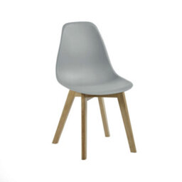 Oakham Alderley Premium Grey Plastic Dining Chairs With Wooden Legs - Set Of 2 - thumbnail 2