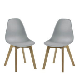 Oakham Alderley Premium Grey Plastic Dining Chairs With Wooden Legs - Set Of 2 - thumbnail 1