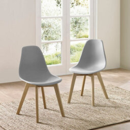 Oakham Alderley Premium Grey Plastic Dining Chairs With Wooden Legs - Set Of 2 - thumbnail 4