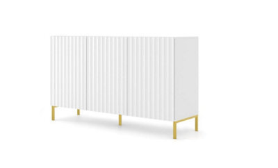 Arte Wave Sideboard Cabinet 150Cm - Elegant White Storage With Gold Accents - image 1