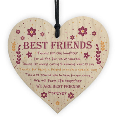 Red Ocean Thank You Best Friend Plaque Wooden Hanging Heart Friendship Gift For Women - image 1