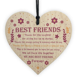 Red Ocean Thank You Best Friend Plaque Wooden Hanging Heart Friendship Gift For Women - thumbnail 1