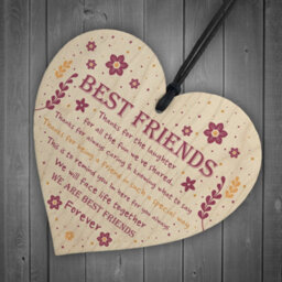 Red Ocean Thank You Best Friend Plaque Wooden Hanging Heart Friendship Gift For Women - thumbnail 6