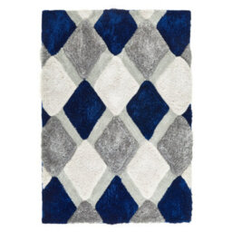 Shaggy Navy Rug, Geometric Optical (3D) Rug, Sparkle Rug, Handmade Modern Rug For Bedroom, & Dining Room-160Cm X 230Cm - thumbnail 2