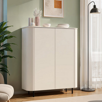 FurniComp LTD Furnicomp Palermo 130Cm 2 Door Curved Highboard/tall Sideboard - Cashmere - image 1