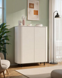 FurniComp LTD Furnicomp Palermo 130Cm 2 Door Curved Highboard/tall Sideboard - Cashmere - thumbnail 3
