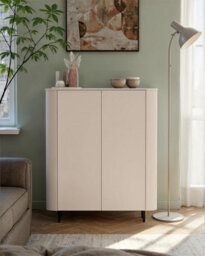 FurniComp LTD Furnicomp Palermo 130Cm 2 Door Curved Highboard/tall Sideboard - Cashmere - thumbnail 2