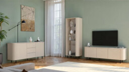 FurniComp LTD Furnicomp Palermo 130Cm 2 Door Curved Highboard/tall Sideboard - Cashmere - thumbnail 8