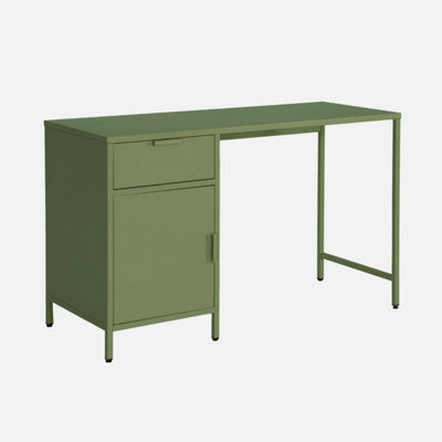 Sweeek - Laminated Steel Children's Desk 1 Drawer Khaki Green 120X50X75 Cm - Soho - image 1
