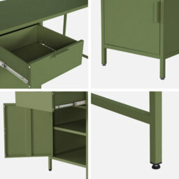 Sweeek - Laminated Steel Children's Desk 1 Drawer Khaki Green 120X50X75 Cm - Soho - thumbnail 5