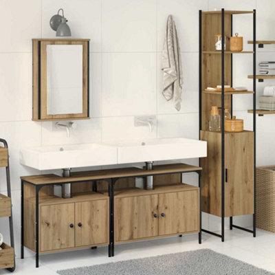 Berkfield 4-Piece Bathroom Furniture Set In Artisan Oak, Engineered Wood - image 1